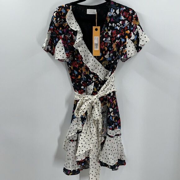 Tanya Taylor Bianka Combo Silk Wrap Dress Size 4 New with Tags - Picture 4 of 14